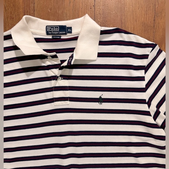 Men’s Polo by Ralph Lauren, size XL, white with Navy and red stripes - Picture 4 of 4